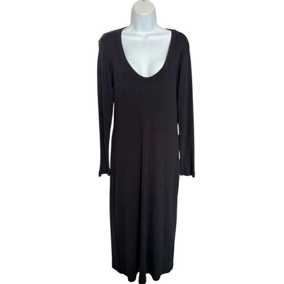 JAMES PERSE V-neck Ribbed Long Dress In Black Size 4 - Picture 1 of 8